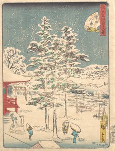 Kanda Temple Snow, 1861., 1861. av Ando Hiroshige