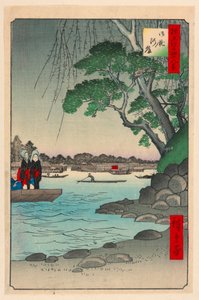 Omnaya Riverbank (Omnya-Gashi) Fra Series One Hundred Famous utsikt over Edo av Ando Hiroshige