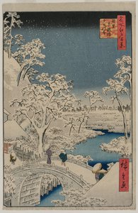 Bilde av Twilight ved Drum Bridge i Meguro..., 1857.