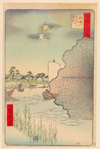 Spredte furutrær langs elven (Tone-gawa, Barbara-matsu) Fra serien One Hundred Famous utsikt over Edo av Ando Hiroshige