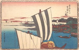 Skjellsamling på Shibaura. av Ando Hiroshige