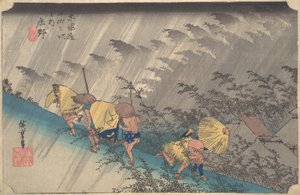 Sudden Shower at Shono, fra serien Fifty-three Stations of the Tokaido, 1834-35., 1834-35.