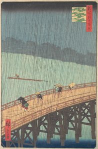 Sudden Shower over Shin-Ohashi Bridge and Atake Ohashi Atake no yudachi, from the series..., 1857. av Ando Hiroshige