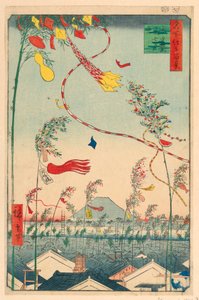 Town Prosperous with Tanabata Festival (Shichu han-ei, Tanabata matsuri) Fra serien One hundred Views of Edo av Ando Hiroshige