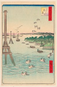 Utsikt over Shiba-kysten (Shibaura no fukei) Fra Series One Hundred Famous utsikt over Edo av Ando Hiroshige