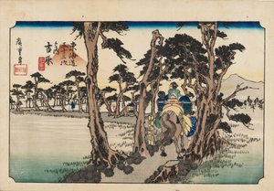 Treblokktrykk - Yoshiwara Hidari Fuji, 1800-tallet. av Ando Hiroshige