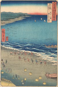 Yasashi Beach, kjent som Kujukuri, Kazusa-provinsen, fra serien Views of Famous Pla..., ca. 1853. av Ando Hiroshige