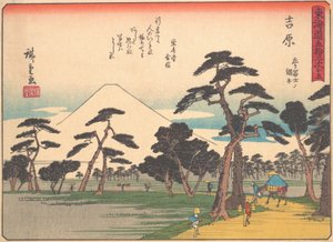 Yoshiwara, fra serien The Fifty-three Stations of the Tokaido Road, tidlig på 1900-tallet. av Ando Hiroshige