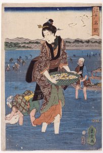 (Stor vadende kvinnefigur) av Ando or Utagawa Hiroshige