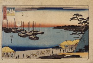 (Seilbåter i havnen) av Ando or Utagawa Hiroshige