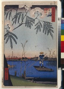 Cent vues celebres d'Edo: The Ayase River and Kanegafuchi (One Hundred Famous Views of Edo) - Hiroshige, Utagawa (1797-1858) - 1856-1858 - Fargetresnitt - State Hermitage, St. Petersburg av Ando or Utagawa Hiroshige