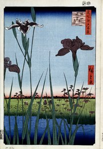 ""Hundre kjente utsikter over Edo"" : ""iris til Horikiri" (Irises at Horikiri (One Hundred Famous Views of Edo) Japansk trykk av Utagawa Hiroshige (1797-1858) 1856-1858 St. Petersburg Hermitage Museum av Ando or Utagawa Hiroshige