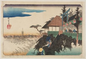 East Slope at Kanda My?jinn Shrine (Kanda My?jin Higashizawa) (farget treblokktrykk) av Ando or Utagawa Hiroshige