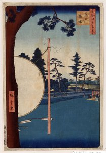 Japansk trykk: Hippodromen i Takata (Tokyo, Japan). (Serie hundre kjente visninger av Edo). (Hestebanen ved Takata. Hundre berømte utsikter over Edo). Verk av Utagawa Hiroshige (1797-1858), tresnitt av Ando or Utagawa Hiroshige