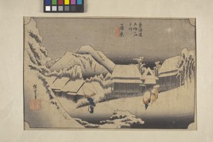 Kveldssnø på Kambora av Ando or Utagawa Hiroshige