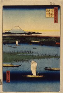 Farewell Channels At Mitsumata (farget treblokktrykk) av Ando or Utagawa Hiroshige
