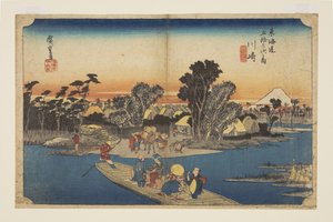 Kawasaki: Teroku g? Ferge (Kawasaki, Roku g? Ibune) av Ando or Utagawa Hiroshige