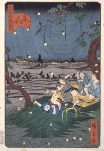 Listening To Crickets At D?kanyama (20) (D?kanyama Mushikiki) (treblokktrykk i farger) av Ando or Utagawa Hiroshige