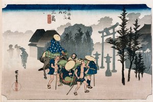 Morning Mist at Mishima", fra serien "The Fifty-Three Stations of The Tokaido", ca. 1834 av Ando or Utagawa Hiroshige