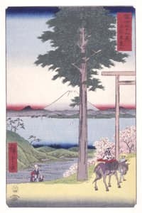 Rokuso-fjellet i Kazusa-provinsen (Kazusa Rokusozan) (farget treblokktrykk) av Ando or Utagawa Hiroshige