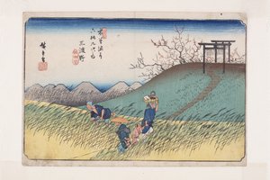nr. 42, Midono (farget treblokktrykk) av Ando or Utagawa Hiroshige
