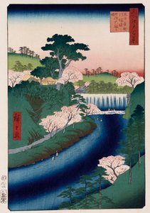 Otonashi River Dam, Oji, populært kalt Great Waterfall, fra serien "One Hundred Views of Famous Places in Edo" av Ando or Utagawa Hiroshige