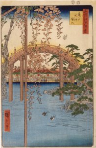 Precincts of The Tenjin Shrine In Kameido (farget treblokktrykk) av Ando or Utagawa Hiroshige