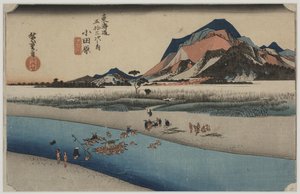 Sakawa-elven av Ando or Utagawa Hiroshige