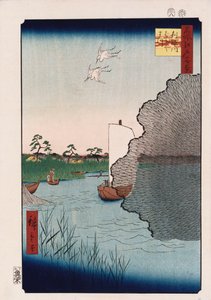 Scattered Pine Along Tone River", fra serien "One Hundred Views of Famous Places in Edo" av Ando or Utagawa Hiroshige