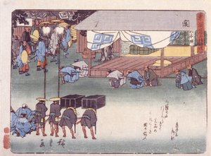 Seki av Ando or Utagawa Hiroshige