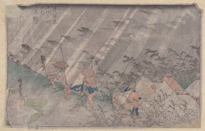 Hør (svart treblokk) av Ando or Utagawa Hiroshige