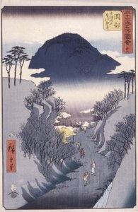 Station 22, Okabe (farget treblokktrykk) av Ando or Utagawa Hiroshige