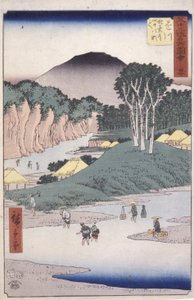 Station 27, Kakegawa (farget treblokktrykk) av Ando or Utagawa Hiroshige