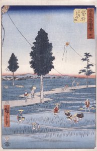 Station 28, Fukuroi (farget treblokktrykk) av Ando or Utagawa Hiroshige