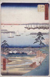 Station 2, Shinagawa (treblokktrykk) av Ando or Utagawa Hiroshige