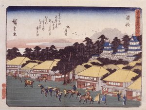 Station 30, Hamamatsu (farget treblokktrykk) av Ando or Utagawa Hiroshige