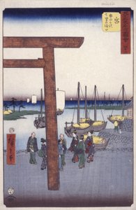 Station 42, Miya (farget treblokktrykk) av Ando or Utagawa Hiroshige