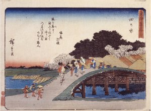 Station 44, Yokkaichi (farget treblokktrykk) av Ando or Utagawa Hiroshige
