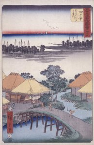 Station 44, Yokkaichi (farget treblokktrykk) av Ando or Utagawa Hiroshige