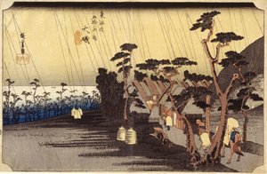 Station 9, Oiso (treblokktrykk) av Ando or Utagawa Hiroshige