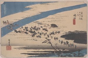 Suruga-bredden ved Oi-elven av Ando or Utagawa Hiroshige