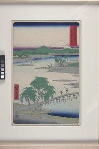 Tama-elven i Musashi-provinsen (Musashi Tamagawa) (farget treblokktrykk) av Ando or Utagawa Hiroshige