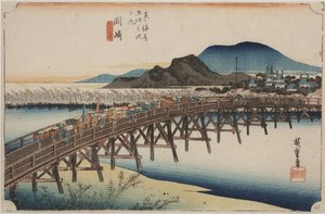Yahagi-broen av Ando or Utagawa Hiroshige
