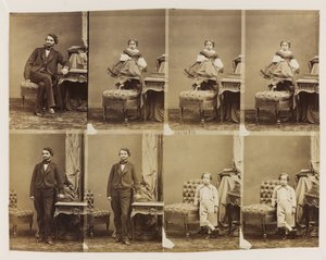 Sittende portretter 41494: Doktor Magnan og hans sønn og datter, ca. 1861 (albumintrykk (8 ukuttede visittkort)) av Andre Adolphe Eugene Disderi