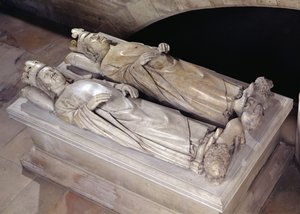 Skulpturer av Philippe VI (1293-1350) de Valois og Jean II (1319-64) Le Bon (marmor)