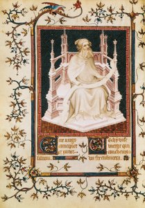 Profeten Jesaja, miniatyr fra Salteren, av Andre Beauneveu for hertugen av Berry, manuskript, Frankrike.