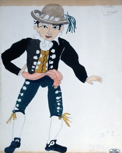 Kostymedesign for en forestilling av «Barberen i Sevilla» i Paris (akvarell på papir) av Andre Derain