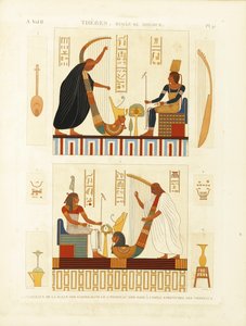 Malerier av to harpere i graven til farao Ramesses III i Kongenes dal. Fra D