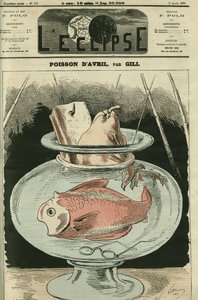 Aprilfisk, fisken er Adolphe Thiers (1797-1877). Omslag i "" L
