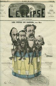 Auguste Vacquerie (1819-1895), Victor Hugo (1802-1885), Charles Hugo (1826-1871) og Paul Meurice (1818-1905), franskmenn med bokstaver. Omslag i "" L